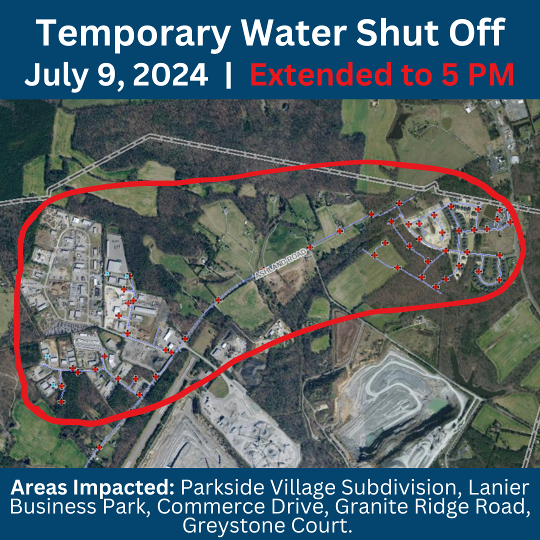 Ashland Road Temporary Water Shut Off - July 9th Extended to 5 PM