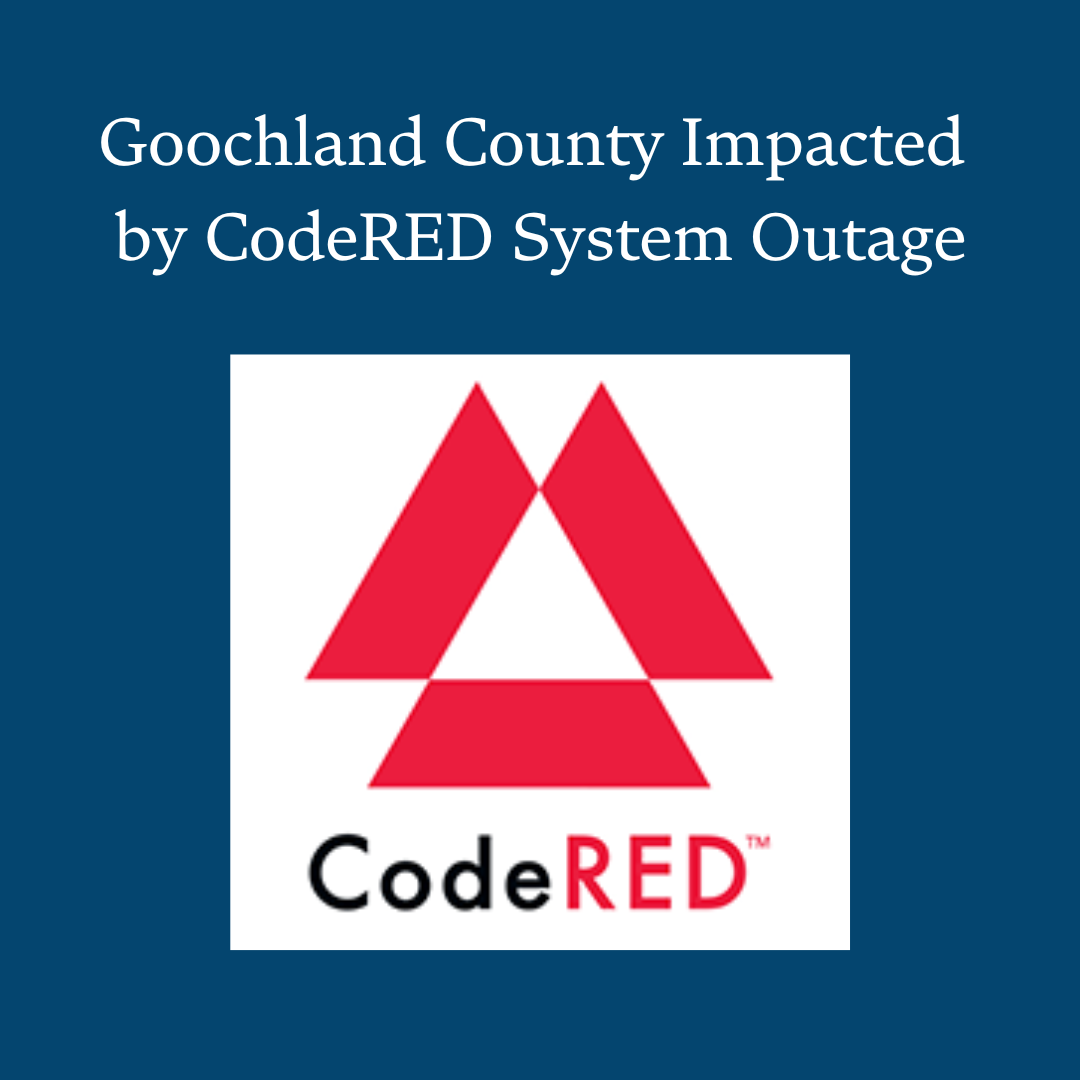 Goochland County Impacted by CodeRED System Outage with CodeRED graphic
