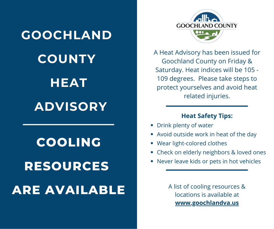 Residents Encouraged to Beat the Heat - Cooling Resources - Heat Advisory for July 28 and 29