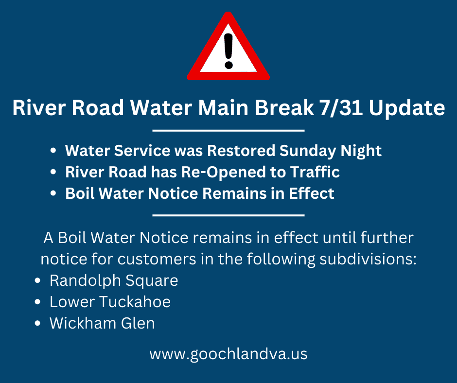River Road Water Main Update - Monday July 31st